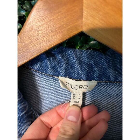 PILCRO Short-Sleeve Denim Button-Front Mini Dress Women's Size 2 Anthropologie - Picture 6 of 8